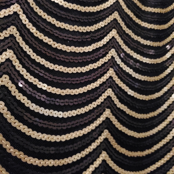 Nine West Black Gold Sequin Dress Size 14 - Picture 4 of 4